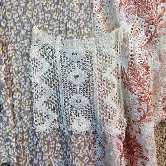 POL Boho Babe mixed media floral Blouse Multi-Color Pattern Women's Size Medium - Picture 6 of 15